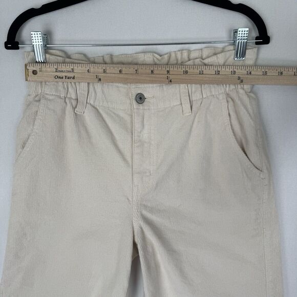 American Eagle Pants Womens‎ 2 Ivory Corduroy Barrel Leg Paperbag Waist Stretch - Picture 13 of 16